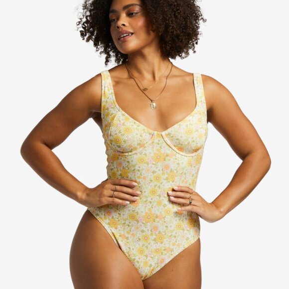 Billabong | Ain’t She Sweet | Yellow Floral One Piece Swimsuit - Picture 4 of 6